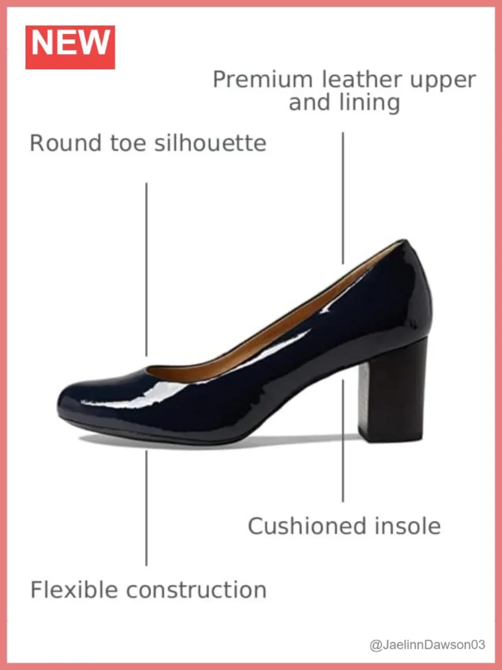 Women's Leather Pumps Slip-On with Cushioned Insole and Block Heel